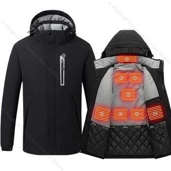 Мужская куртка с 8 зонами обогрева, зимняя одежда с электрическим подогревом, USB-зарядка, водонепроницаемая ветровка, лыжное пальто для активного отдыха M-5XL