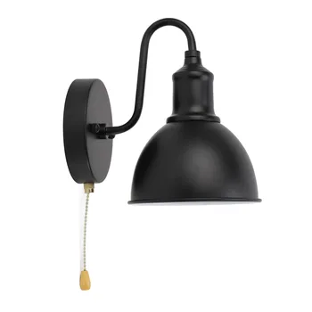 Винтажный настенный светильник с черной цепочкой E26 из проводного железа Классическое промышленное настенное бра для домашней спальни Штепсельная вилка США 110 В
