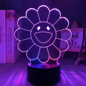 Светодиодная 3D лампа ночник в виде радужного цветка для украшения спальни Подарок на день рождения Декор комнаты двухцветный светодиодный ночник прикроватный